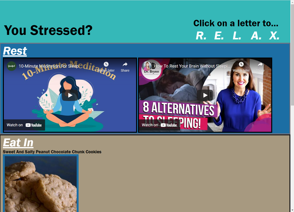 photo of the website called ease your stress